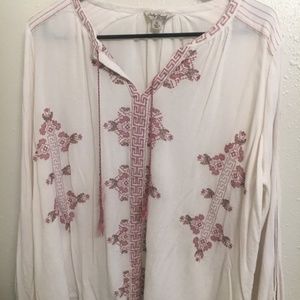 Lucky Brand Open Sleeve Embroidered Blouse